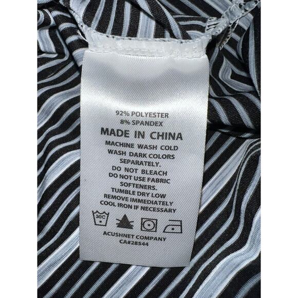 FootJoy Polo Shirt Mens Size L Black Gray Striped Golf Mind Over Matter Sleeve - Picture 9 of 16